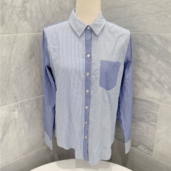 Vineyard Vines Blue White Stripe Mix Cotton Button Up Shirt Size 6 Preppy Classi - Picture 4 of 11